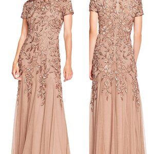 Adrianna Papell Rose Gold Gown-Size 4- NWT/ minor defect
